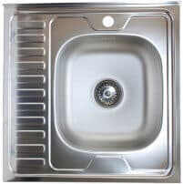 Мойка нерж. накл. КромРус 0,6х0,6 + сифон